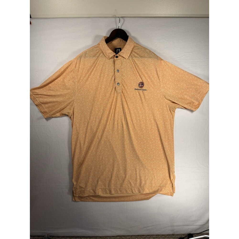 FootJoy Golf Polo Shirt Men's Large Coral Patterned Shamrock Classic
